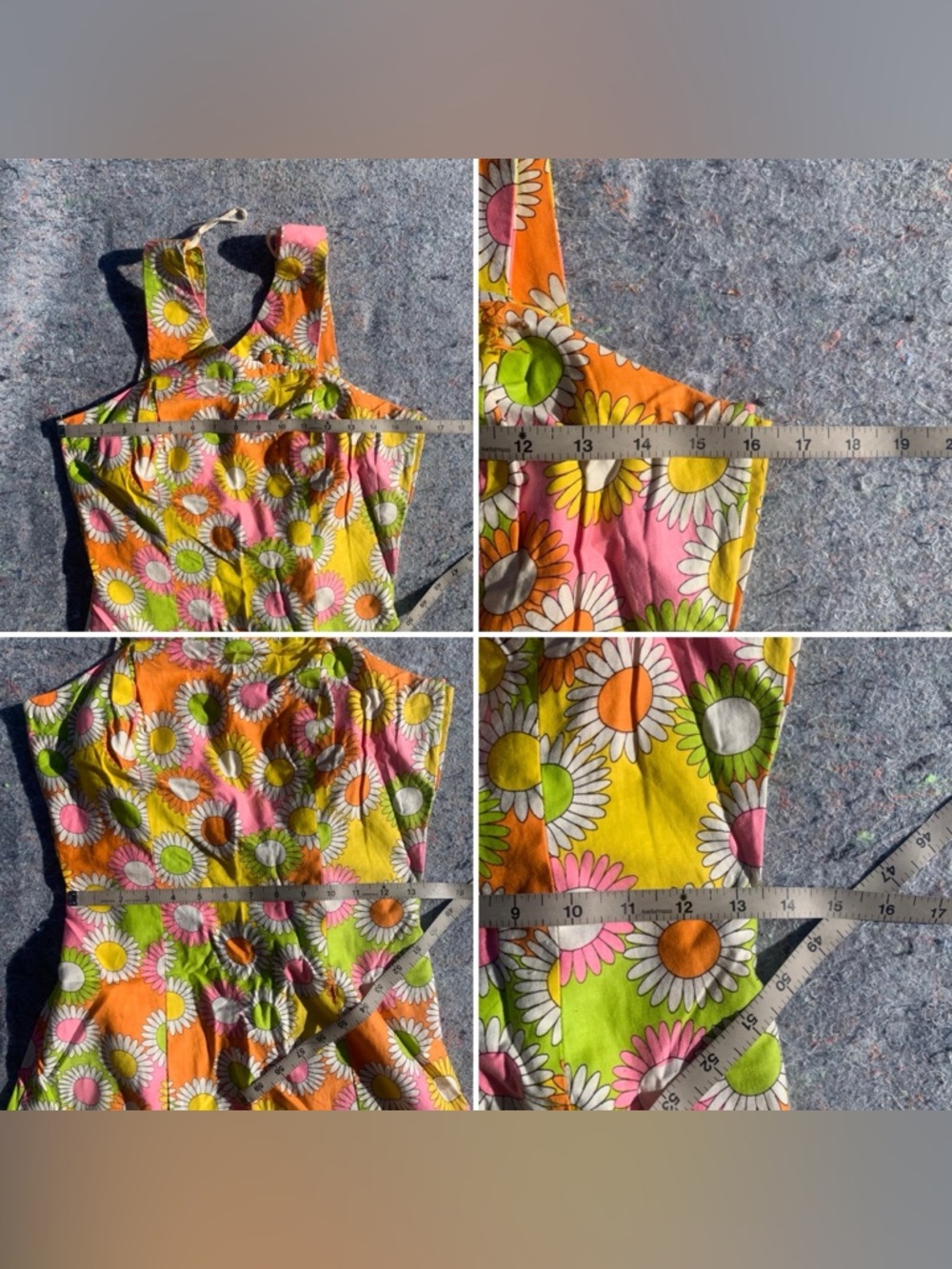 Insanely good vintage 60s 70s mod neon bright floral cotton casual party dress - Picture 9 of 16